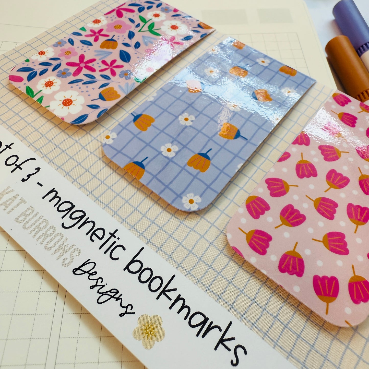 Magnetic Bookmark: Set of 3 Blooms