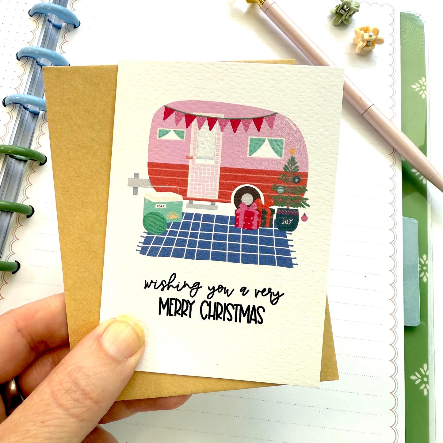 Set of 4: MINI Cards: Christmas Camper