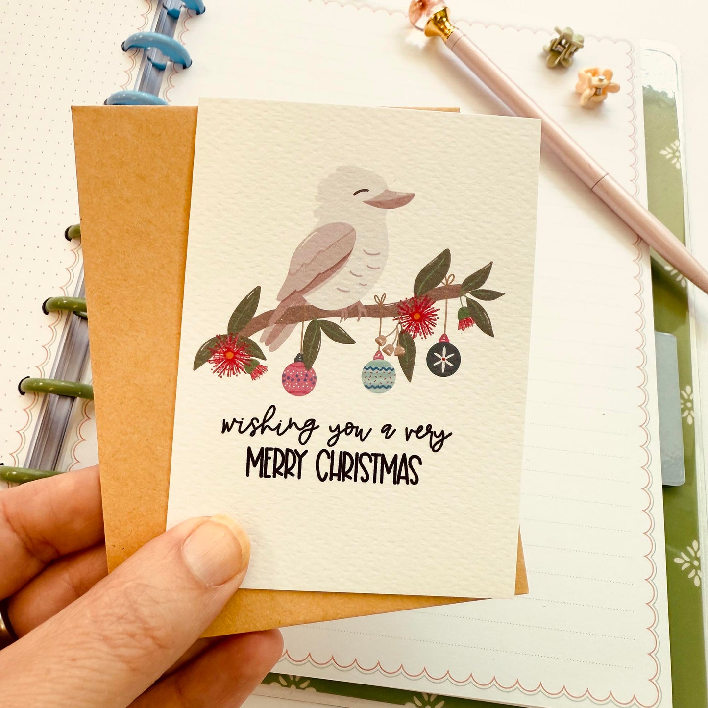 Set of 4: MINI Cards: Christmas Kookaburra