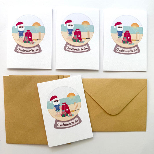 Set of 4: MINI Cards: Aussie Santa Globe