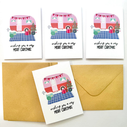 Set of 4: MINI Cards: Christmas Camper