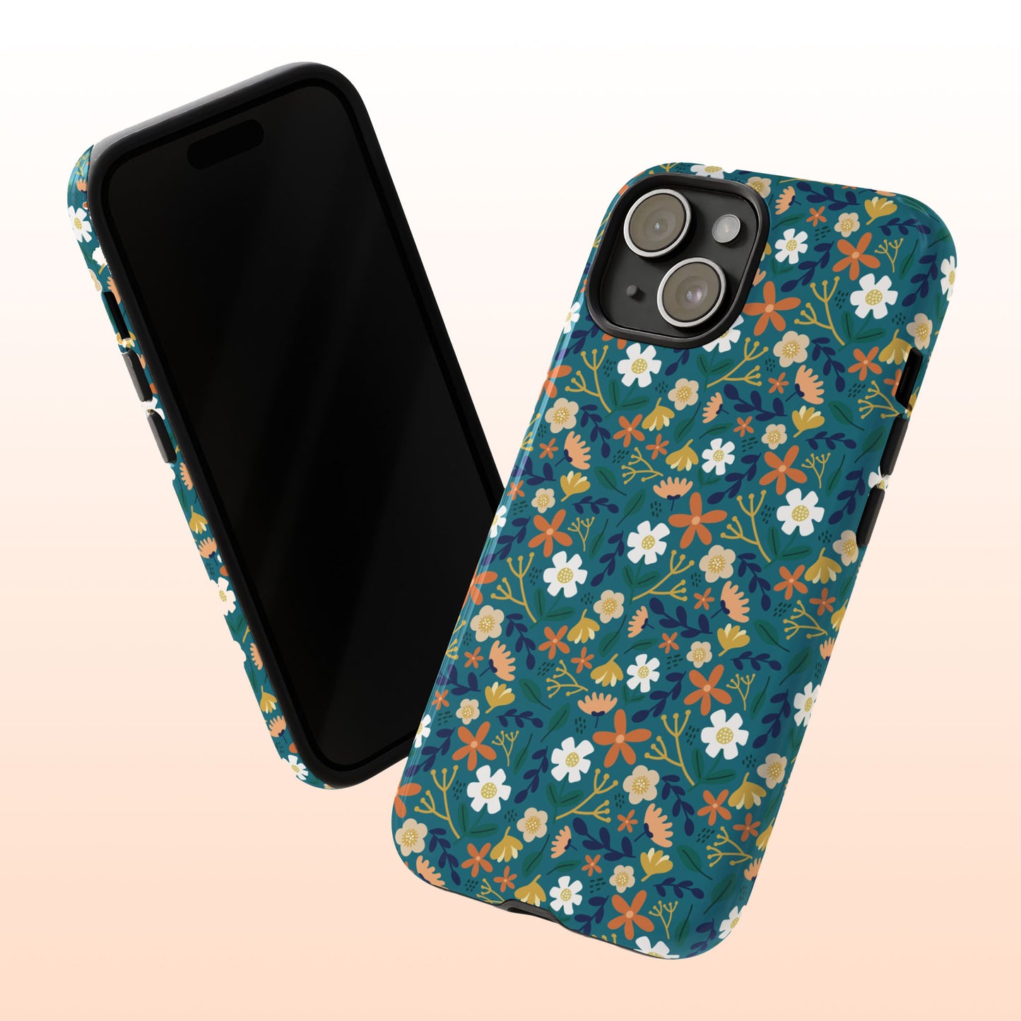 Phone Case: Florals on Teal