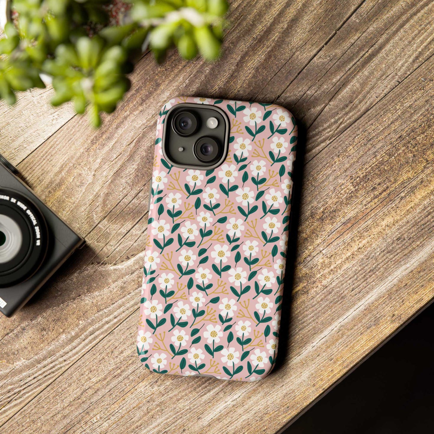 Phone Case: White Daisies on Pink