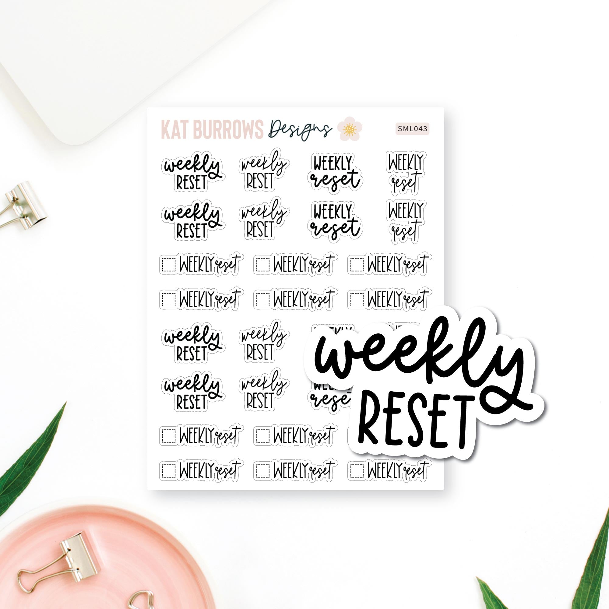 Assorted Weekly Reset Script Planner Stickers, Weekly Reset Stickers ...