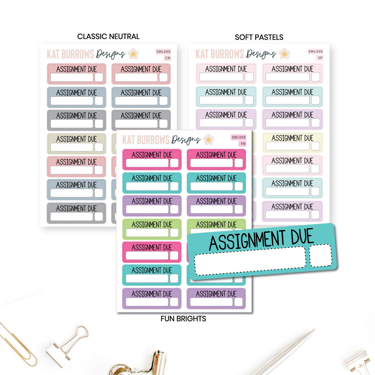 Assignment Due Sticker Planner Stickers, Assignment Due Stickers for Erin Condren Planners ...