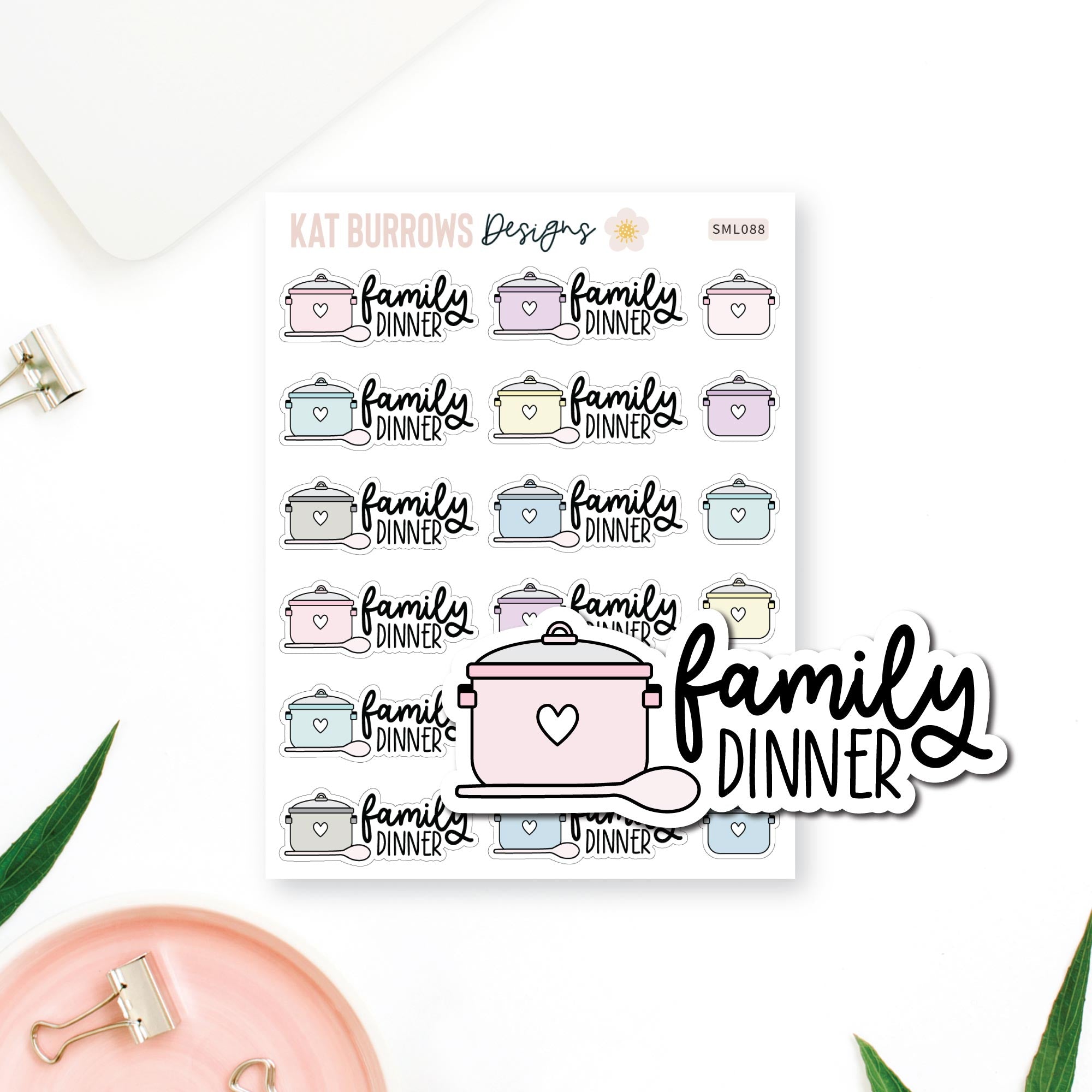 Family Dinner Planner Stickers, Cooking Pot Stickers for planners ...