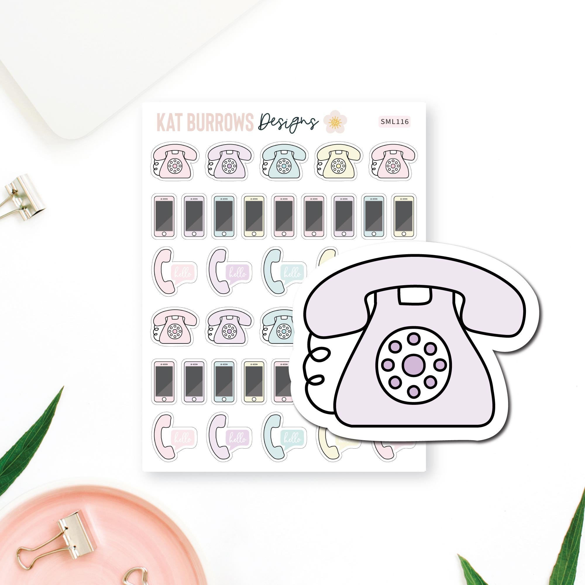 Phone Call Reminder Planner Stickers for The Happy Planner, Erin ...