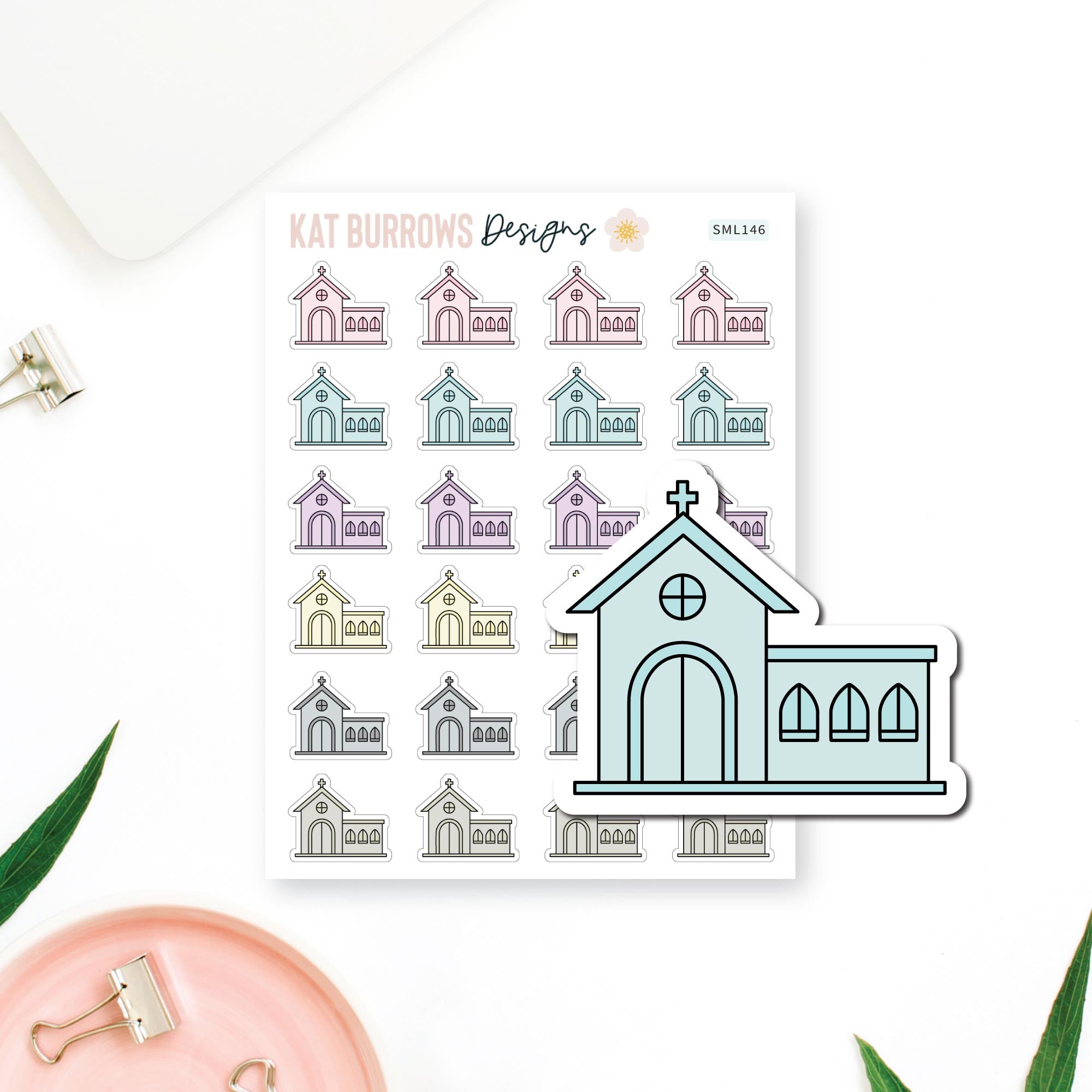 Church Planner Stickers, Church Stickers for The Happy Planner, Erin ...