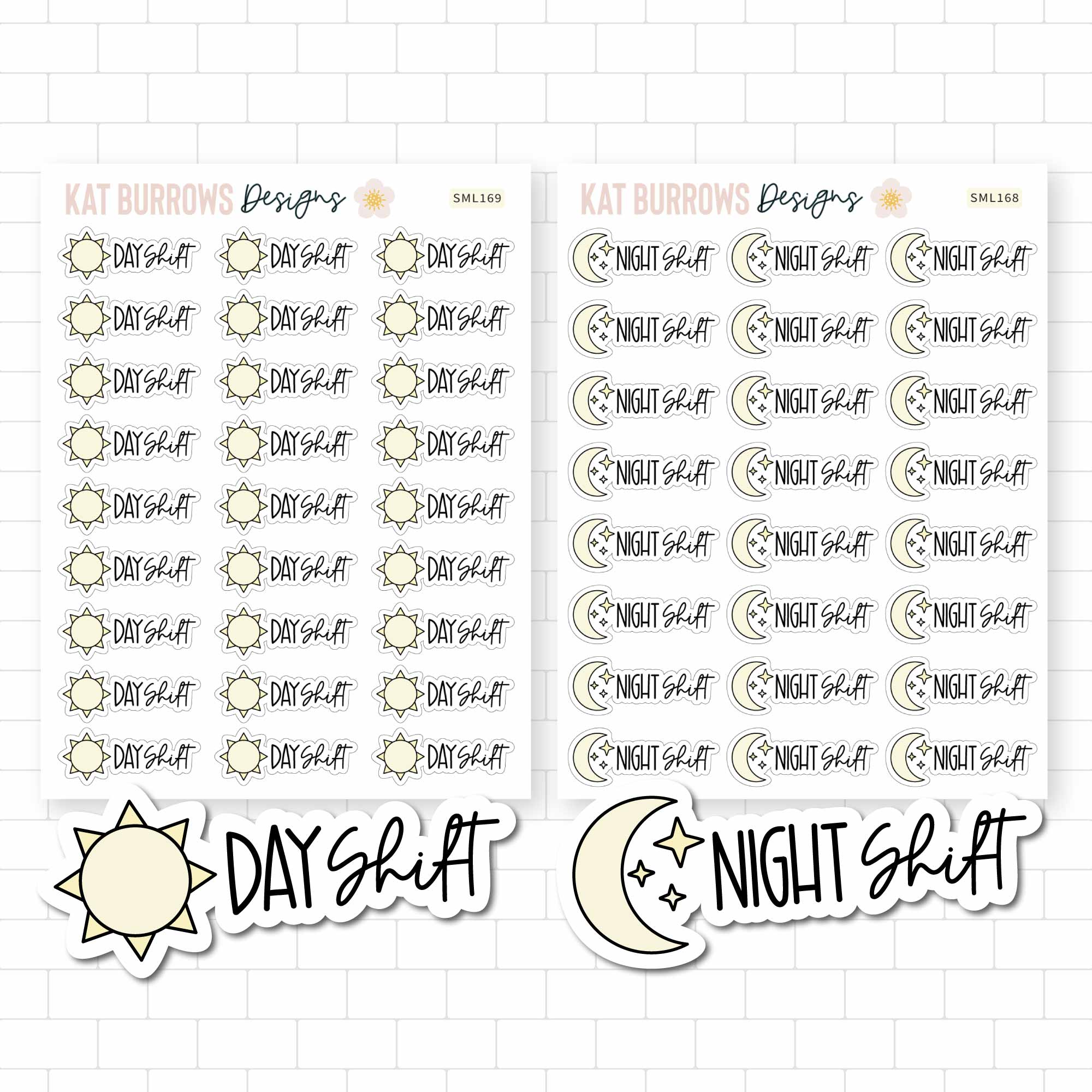 Night Shift and Day Shift Planner Stickers for Erin Condren, Happy ...