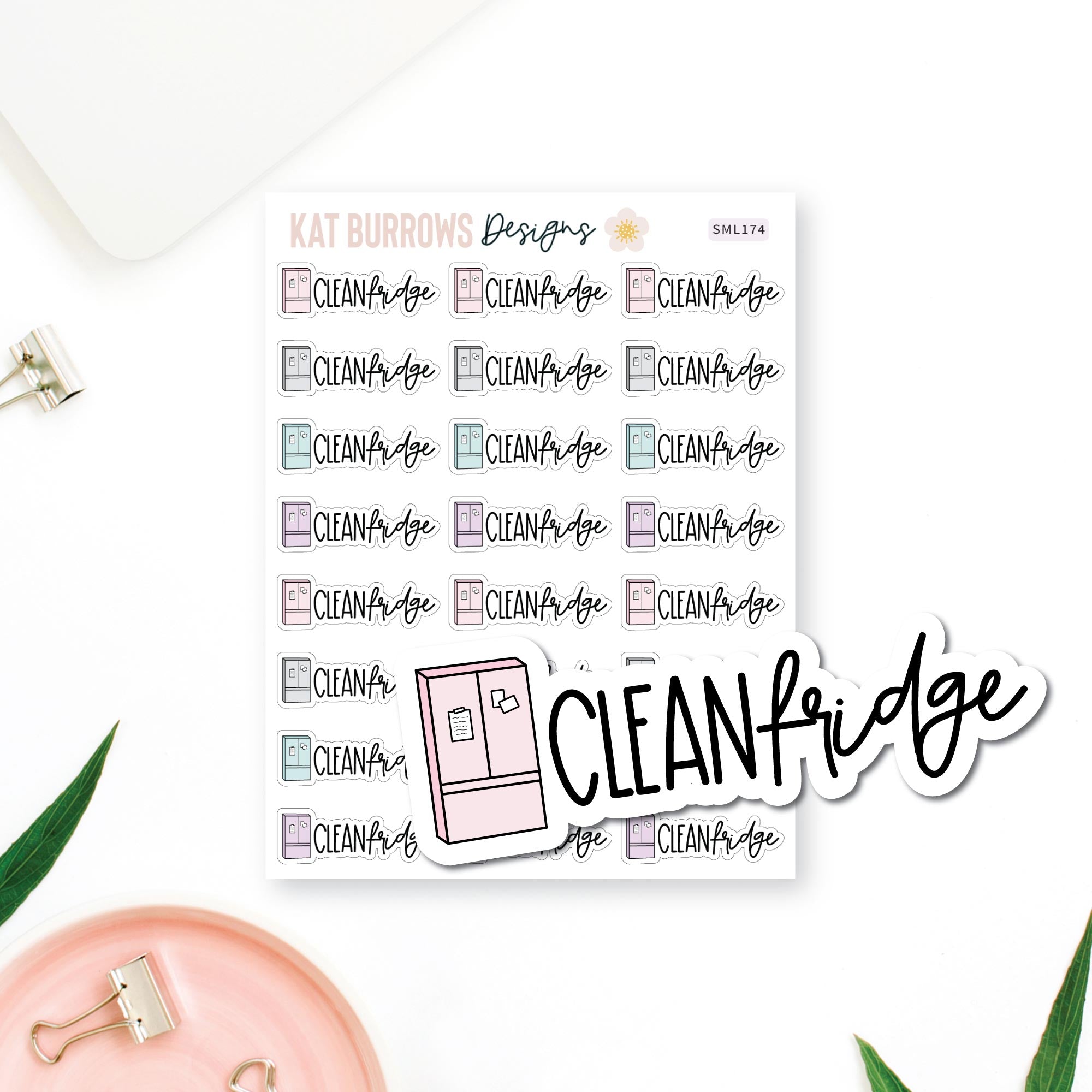 Clean Fridge Script Icon Stickers, Clean Fridge Stickers for The Happy ...