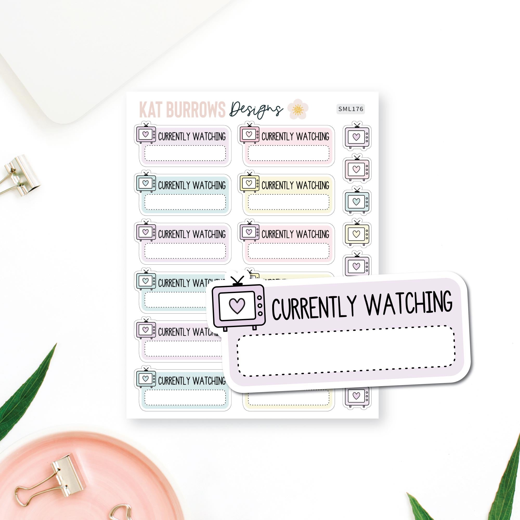 Currently Watching Stickers, TV Planner Stickers for The Happy Planner ...