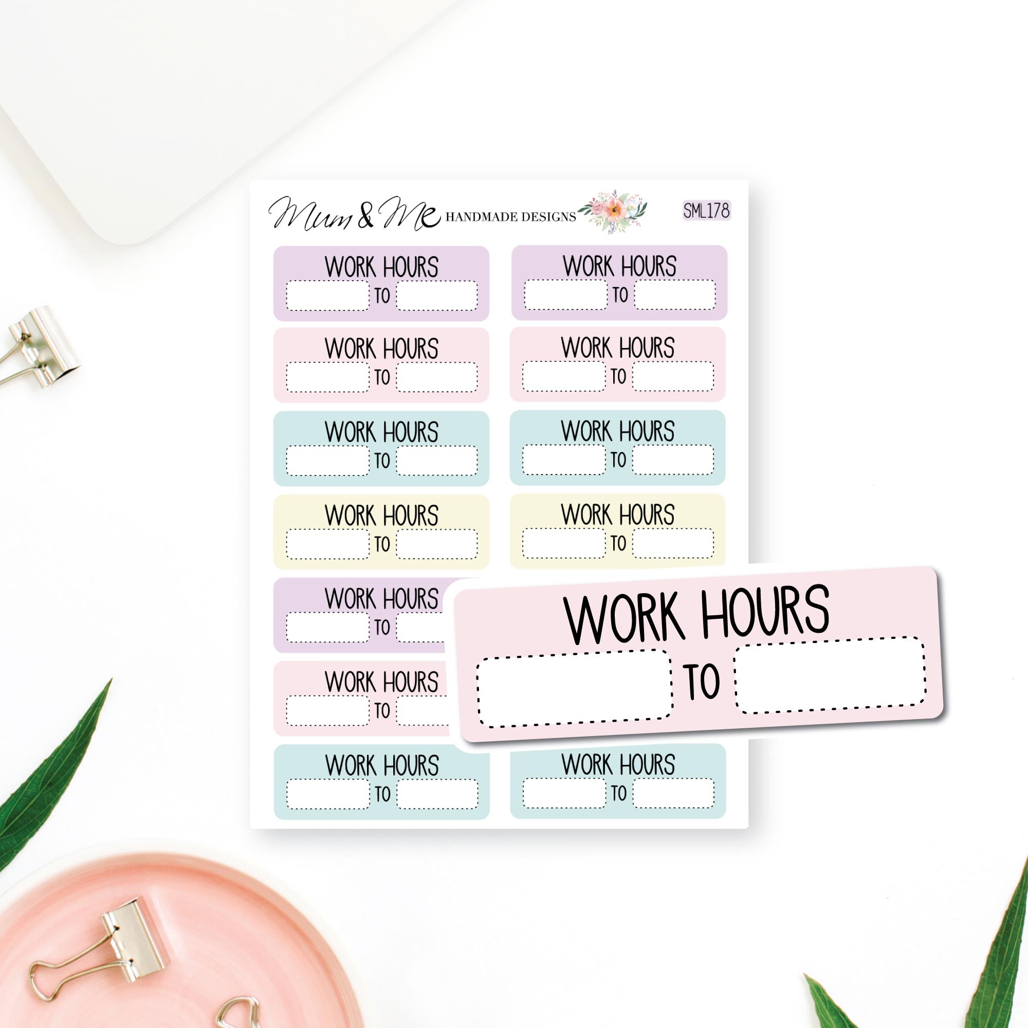 Hours Service Sticker Track your work hours. Work Hours Planner Stickers for Erin Condren ...