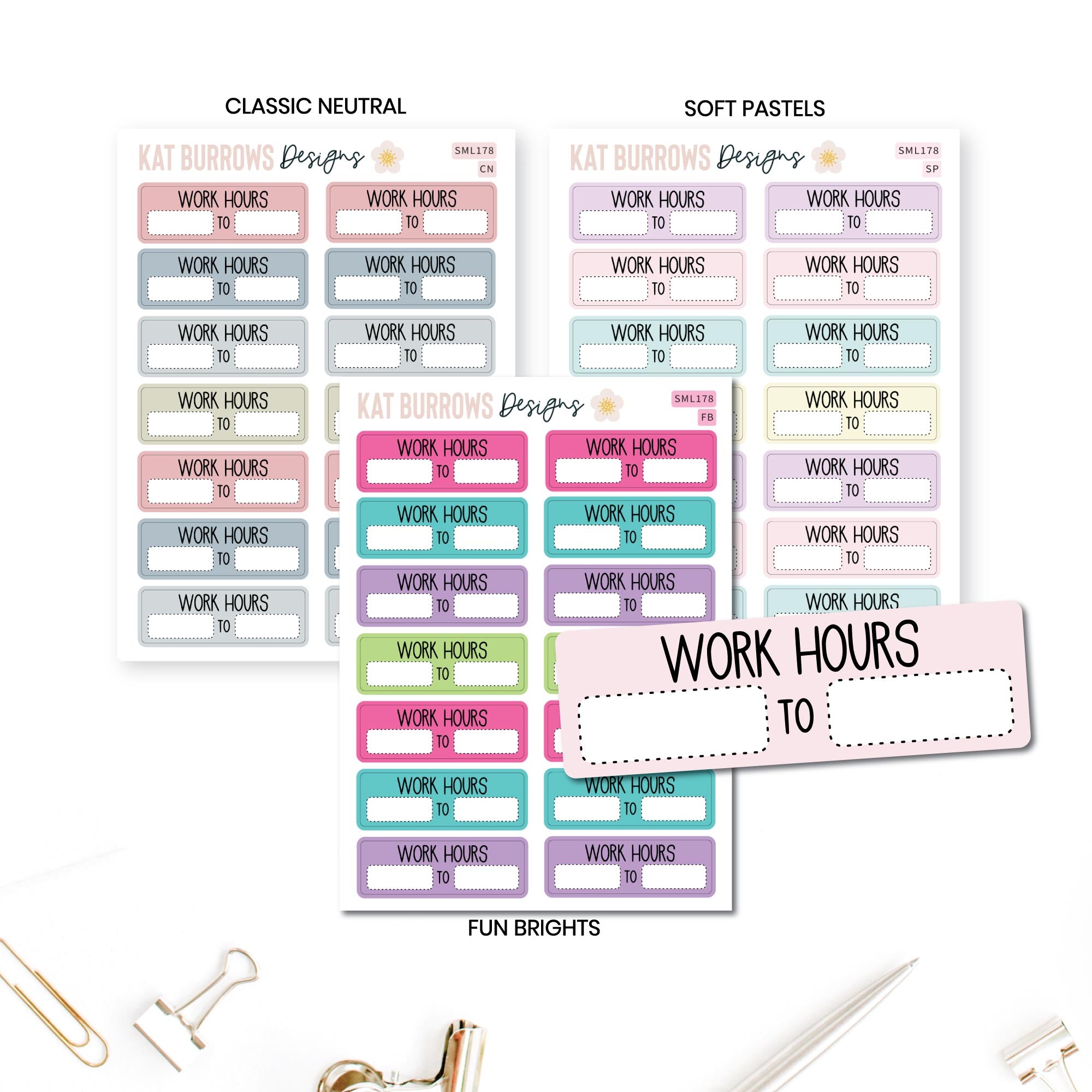 Hours Stickers Track your work hours. Work Hours Planner Stickers for Erin Condren ...