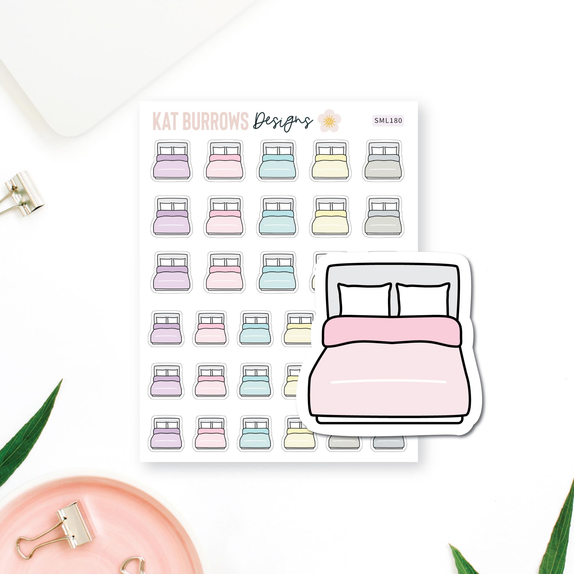 Bed Change Sheets Icon Stickers, Bed Planner Stickers for The Happy ...