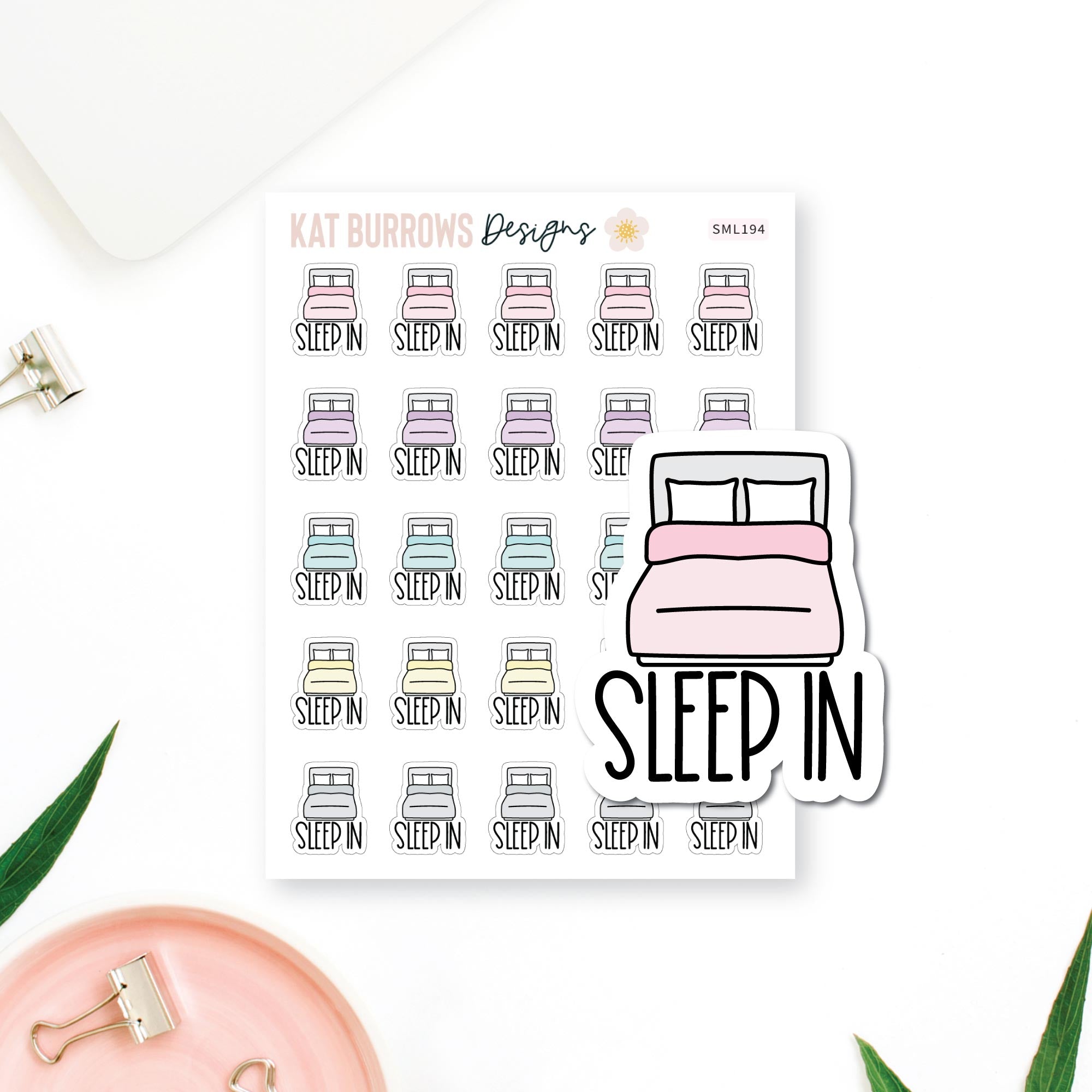 Sleep In Script Icon Stickers, Sleep In Stickers for The Happy Planner ...