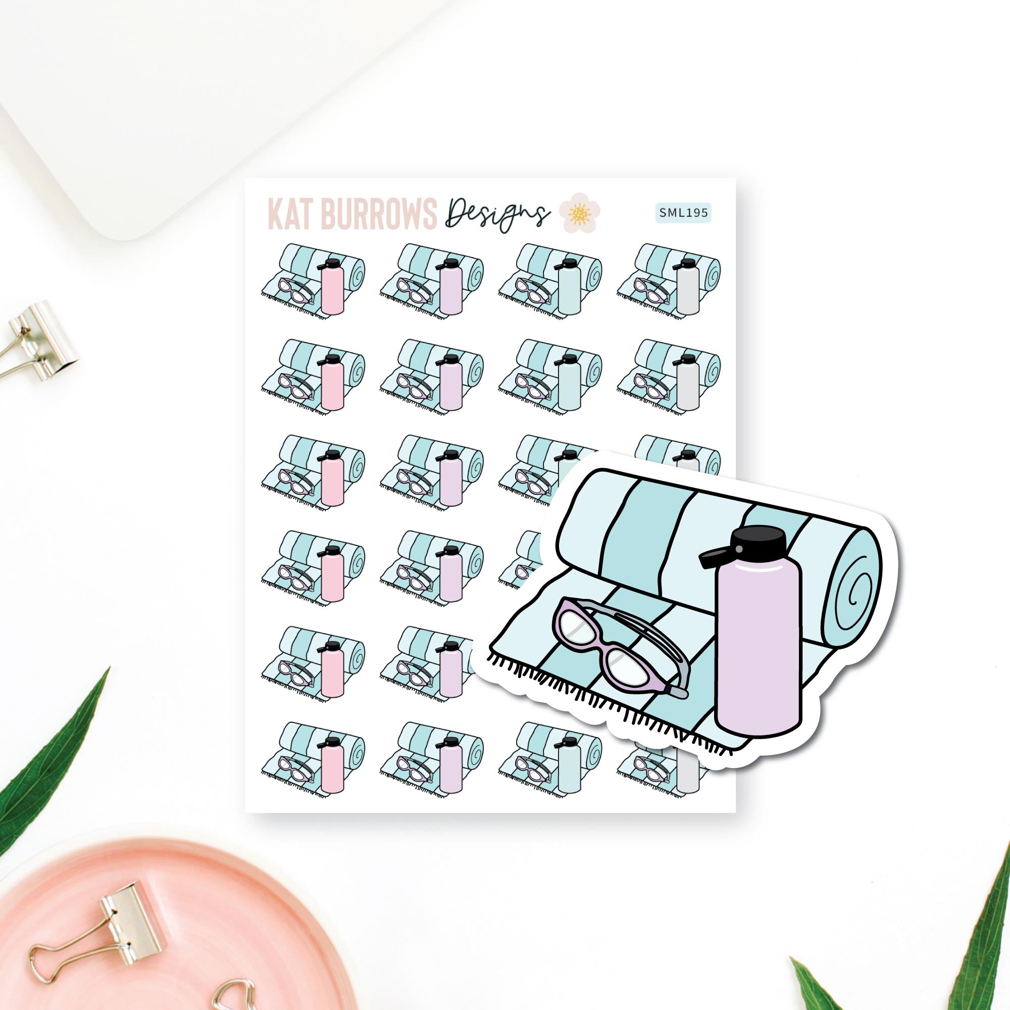 Swimming Items Icon Stickers, Swimming Stickers for The Happy Planner ...