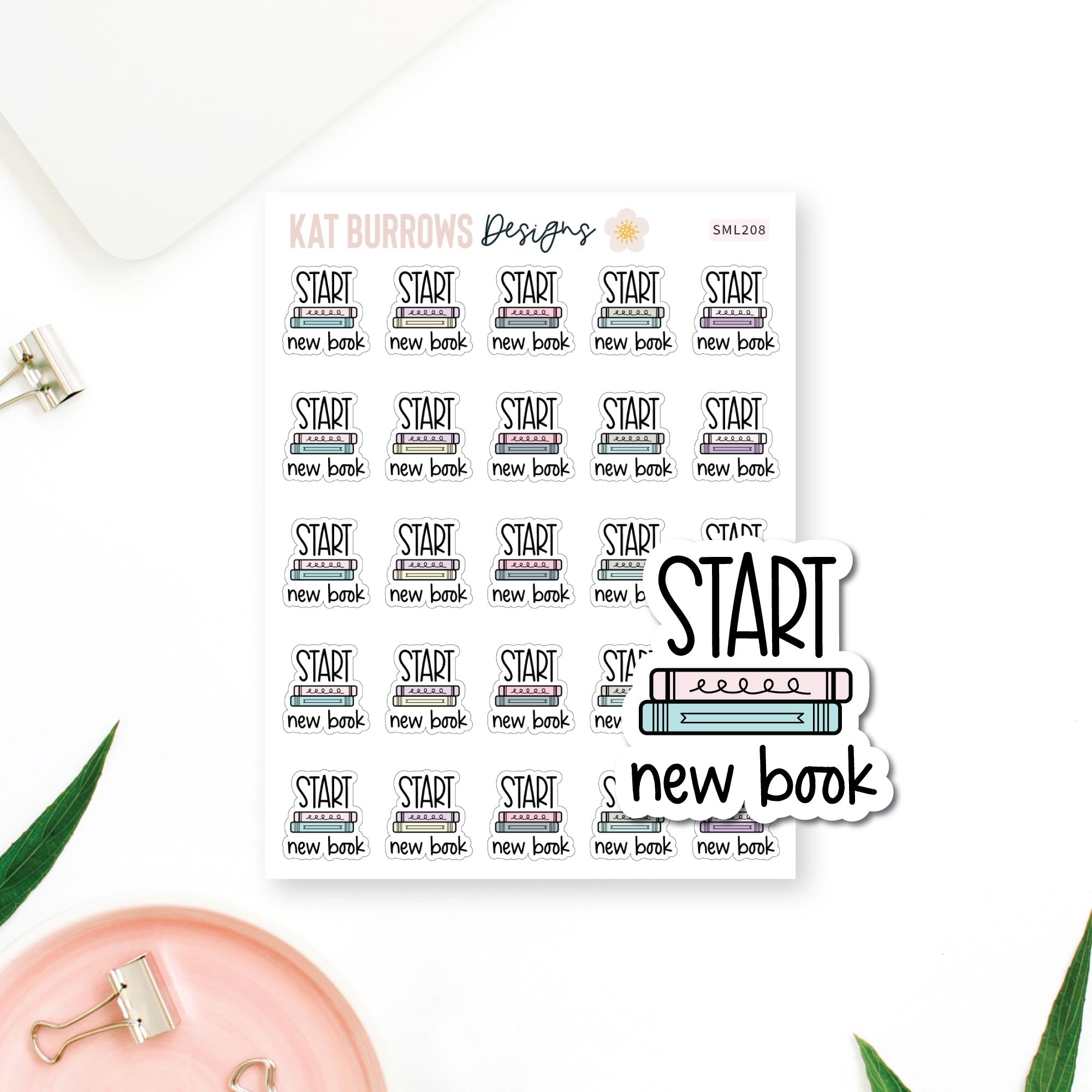 Start New Book Planner Stickers, Book Stickers, Book Lover Stickers for ...