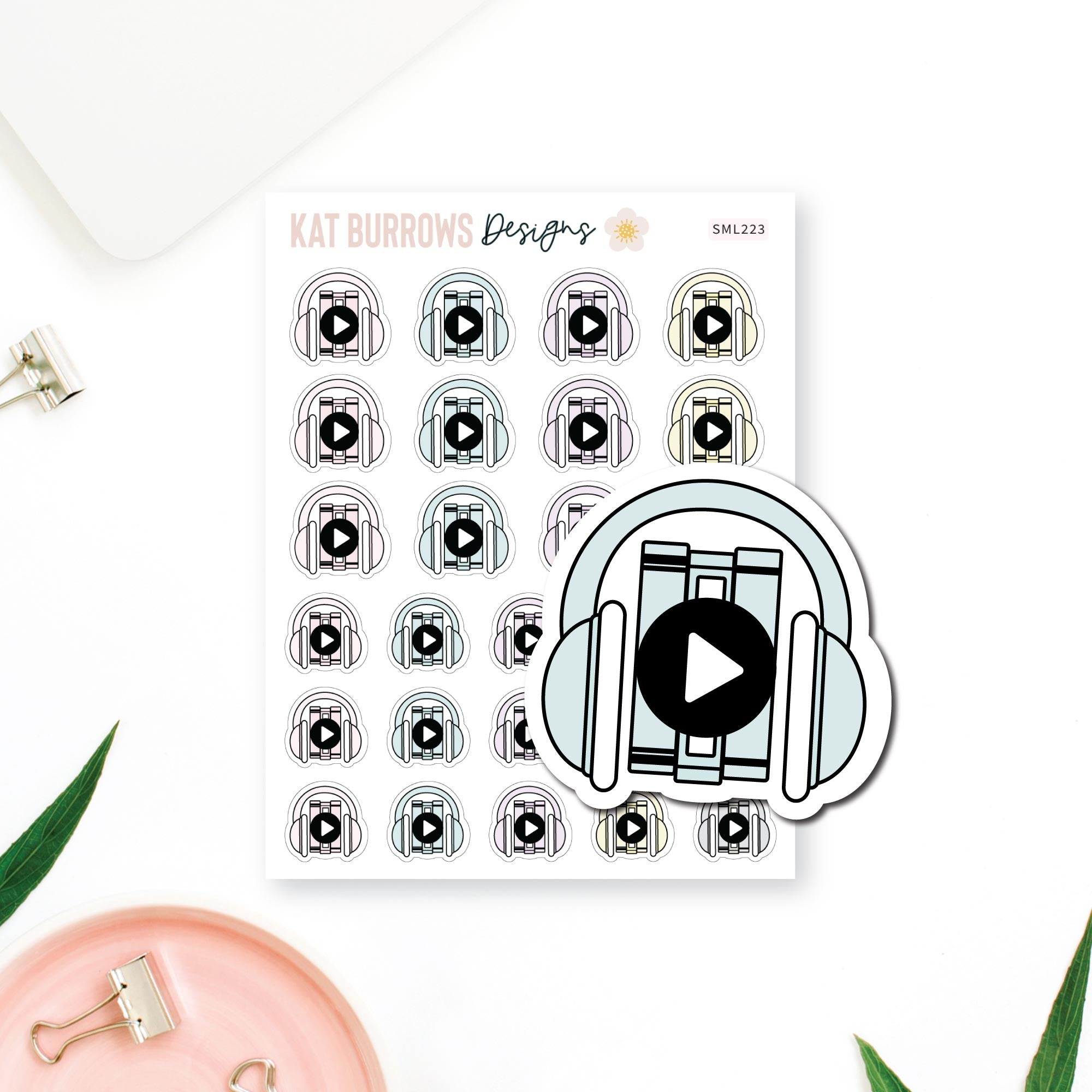 Audio Origami Service Sticker Audio Book Planner Stickers, Icon Stickers for planners, Bookish ...