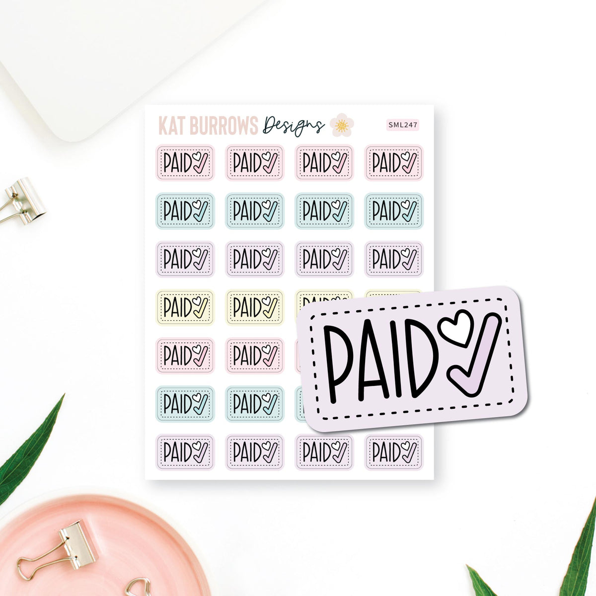 Stickers: Paid Tick planner sticker sheet image 1