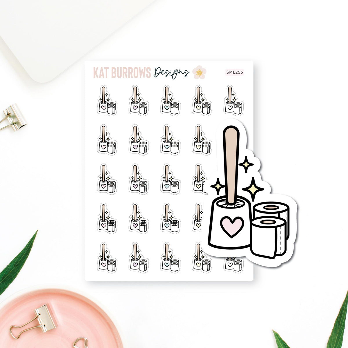 Stickers: Clean Toilet planner sticker sheet image 1