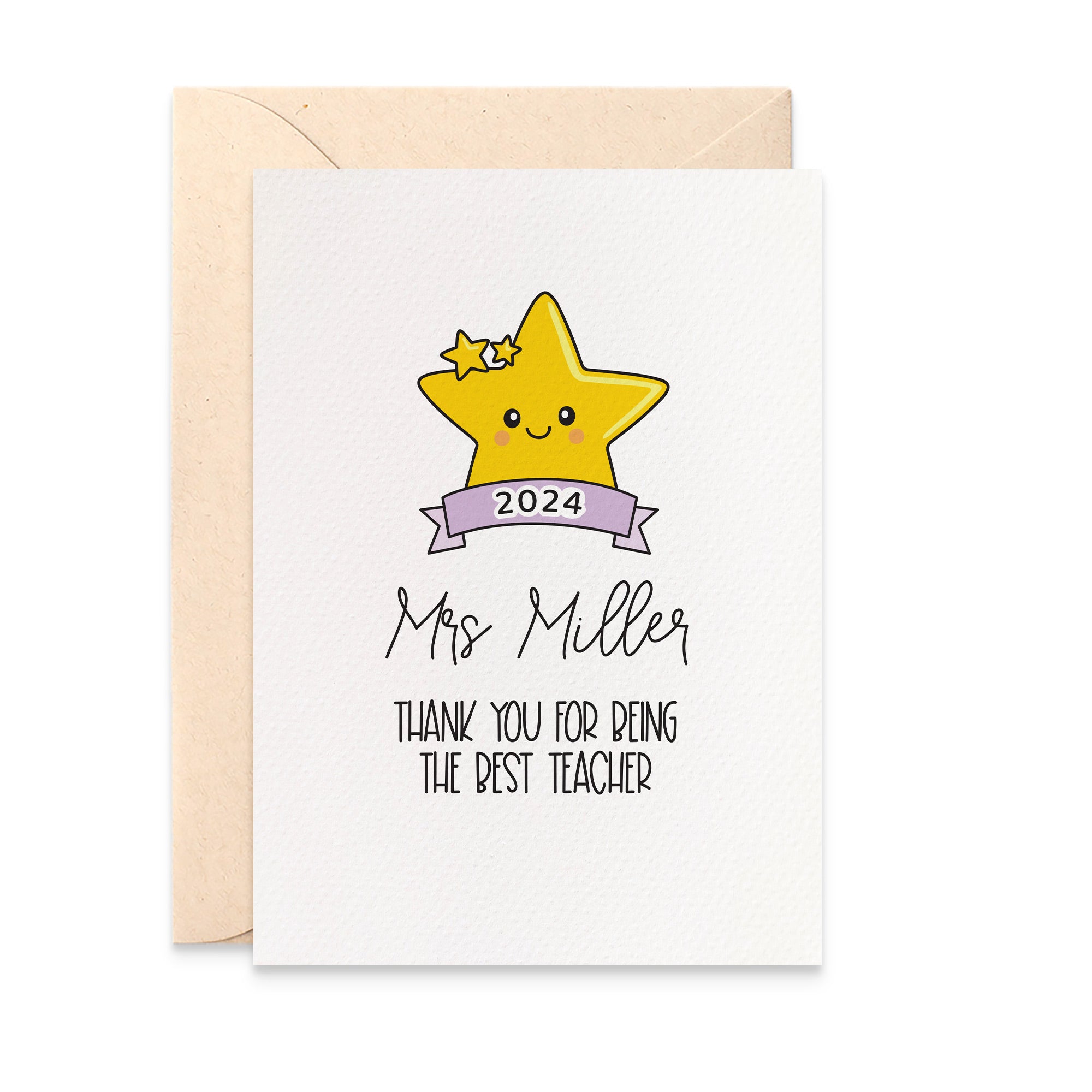Personalised Teacher Card: Gold Star