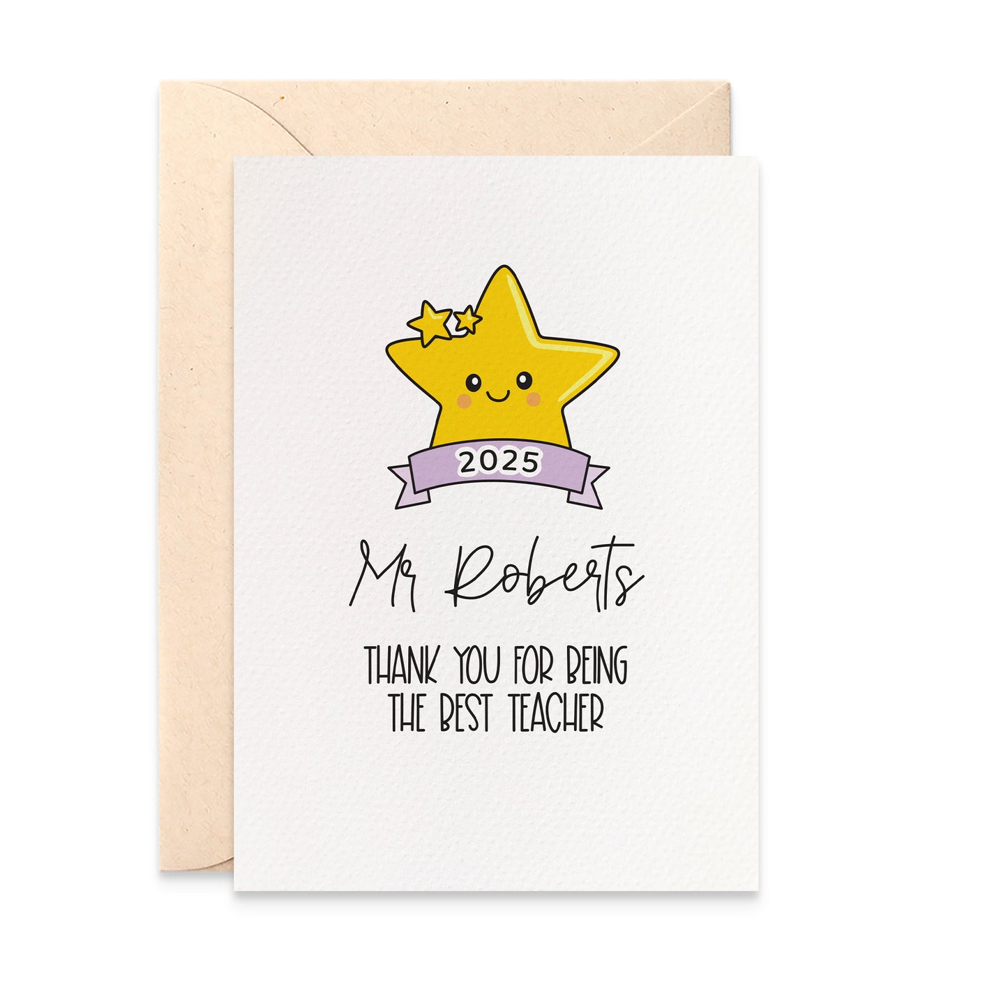 Personalised Teacher Card: Gold Star