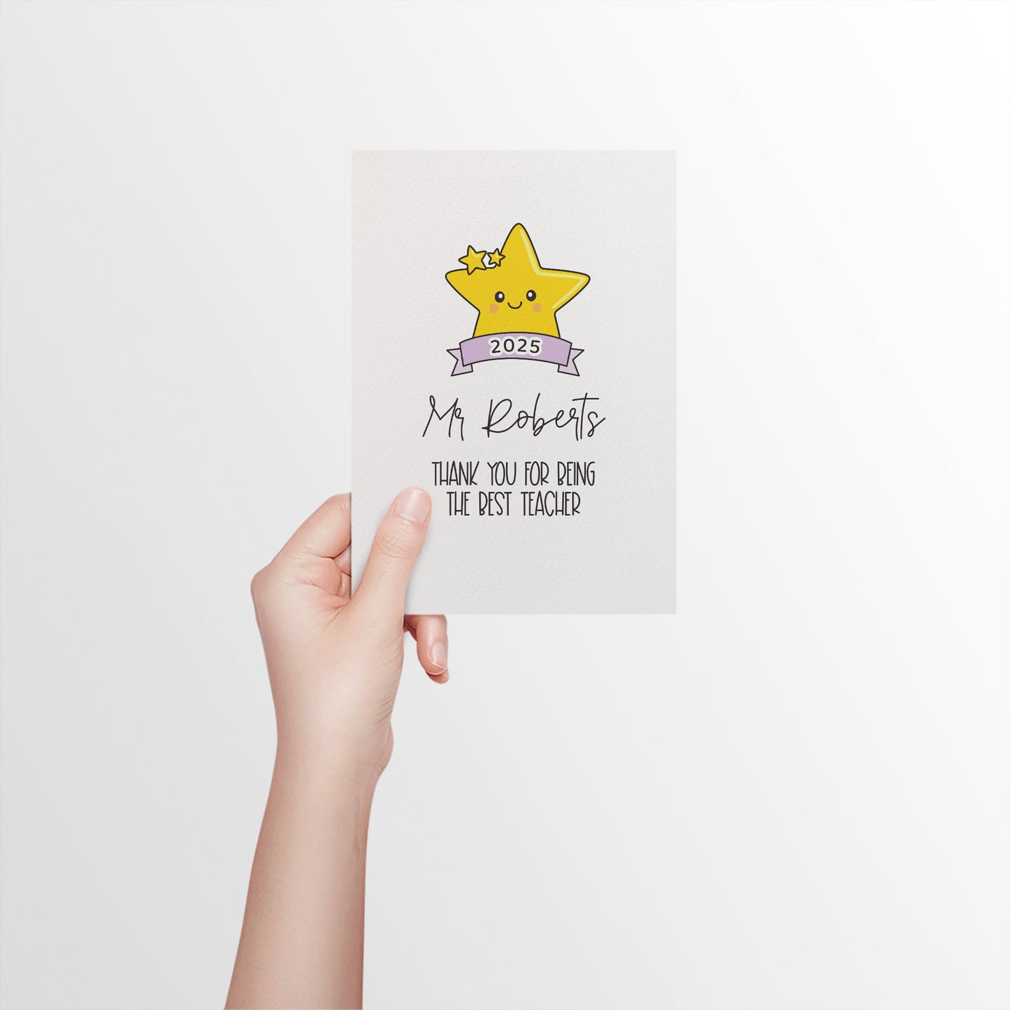 Personalised Teacher Card: Gold Star