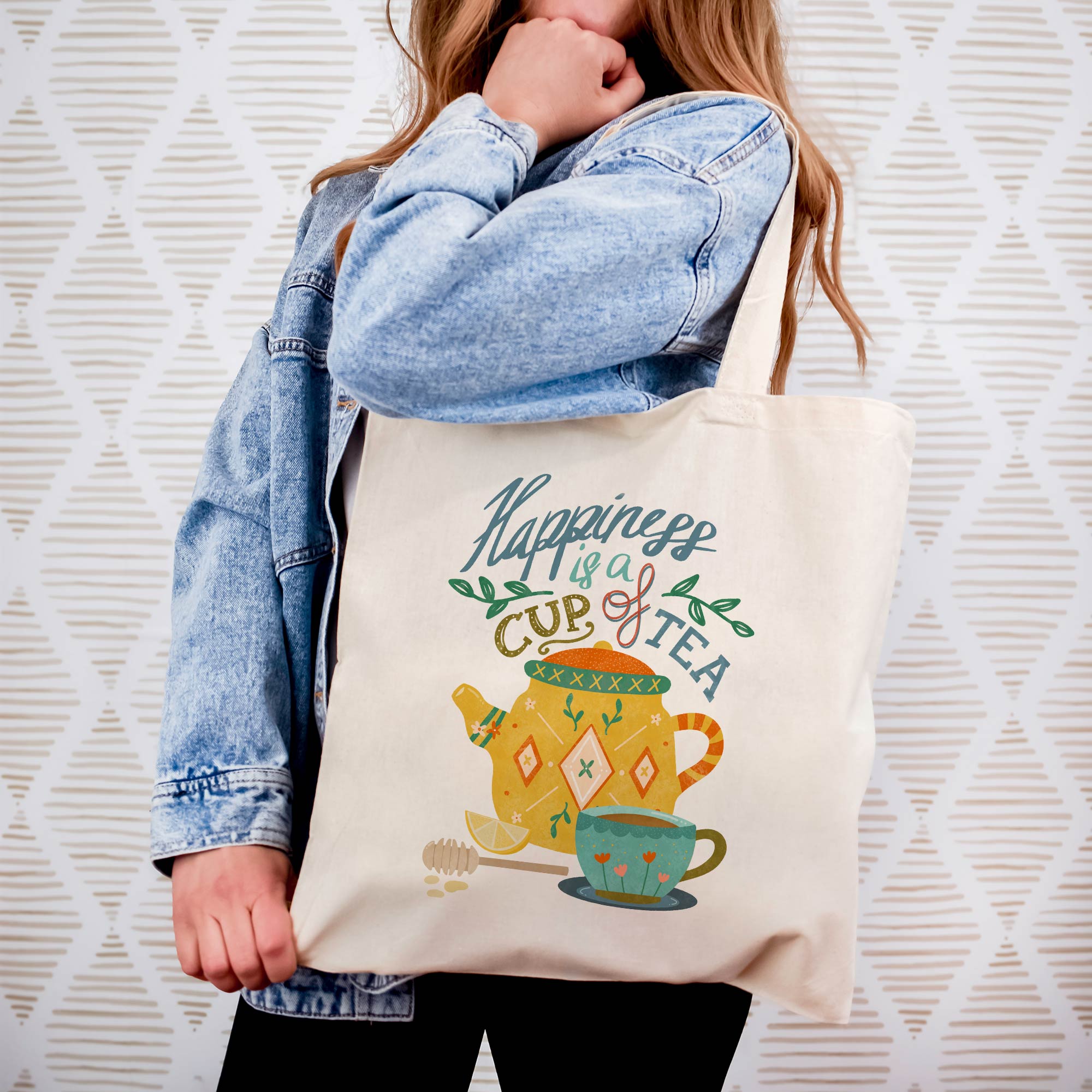 Canvas Tote Bag: Tea Quote