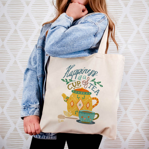 Canvas Tote Bag: Tea Quote