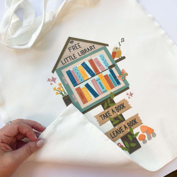 White Tote Bag: Little Library