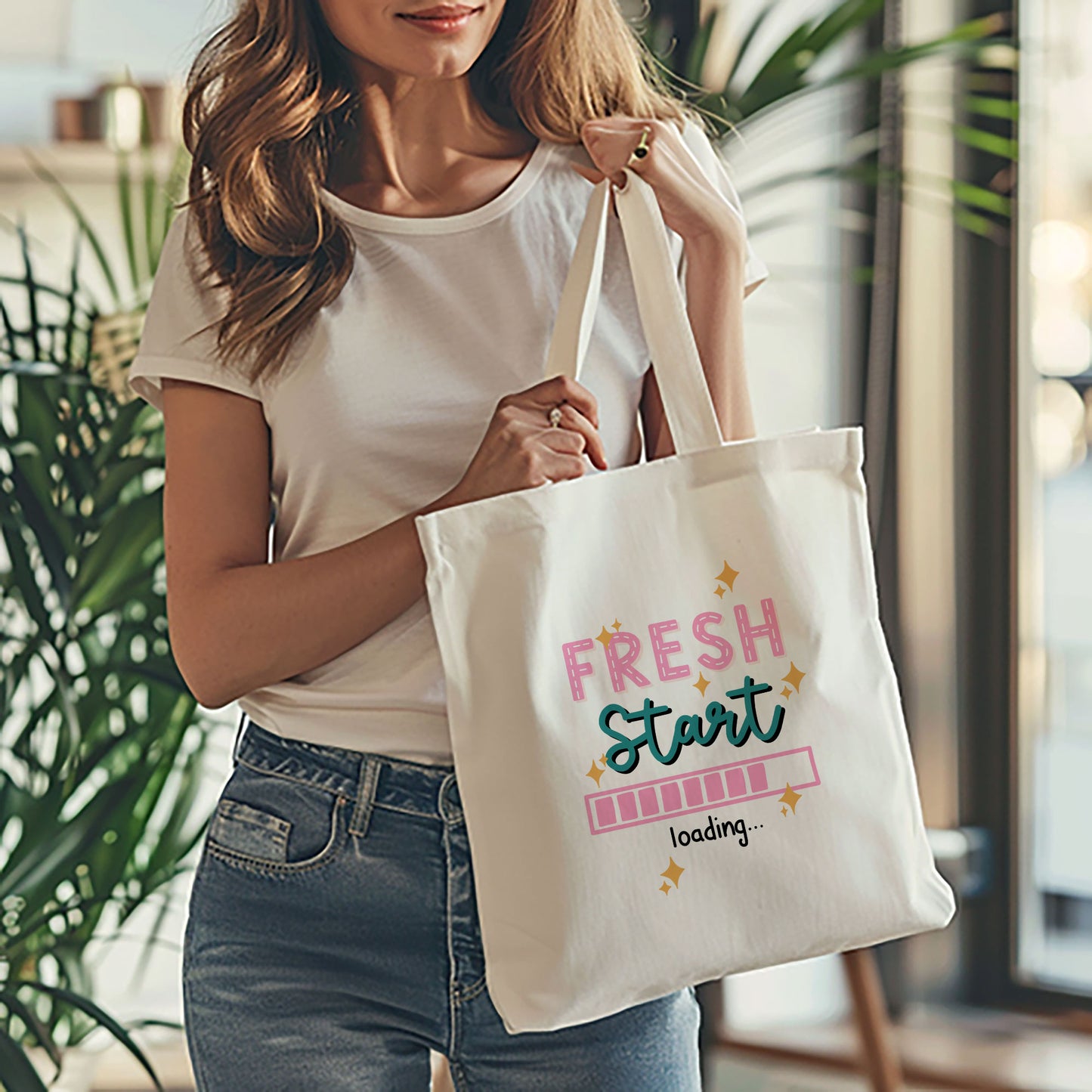 White Tote Bag: Fresh Start