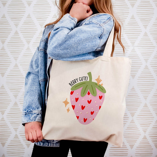 Canvas Tote Bag: Berry Cute