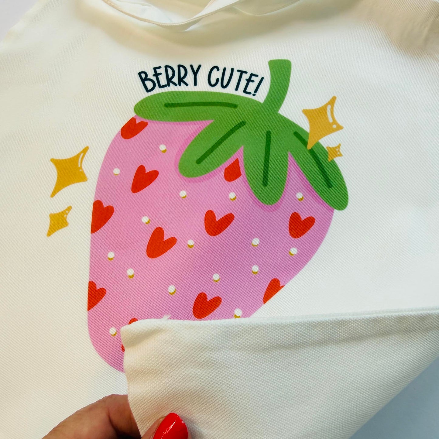 White Tote Bag: Berry Cute