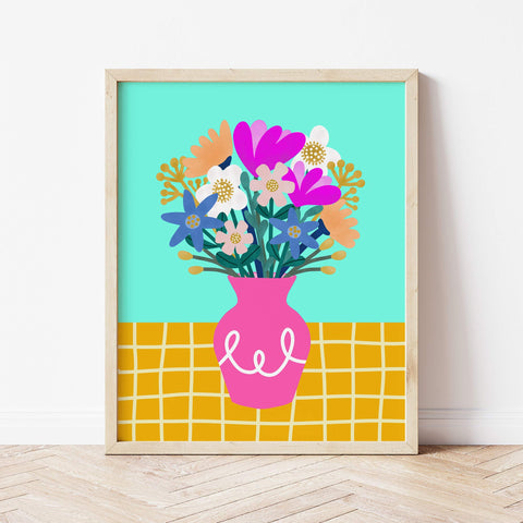 Art Print: Vase of Flowers Pink