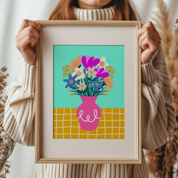 Art Print: Vase of Flowers Pink