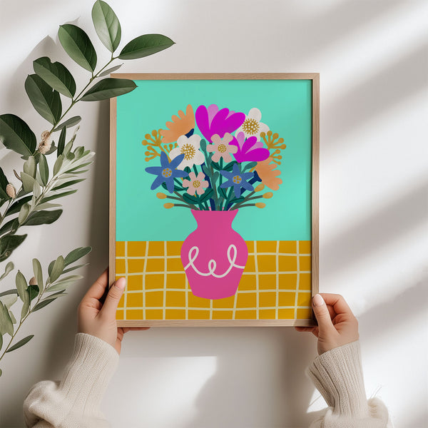 Art Print: Vase of Flowers Pink