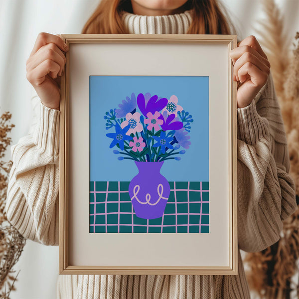 Digital Art Print: Vase of Flowers Purple