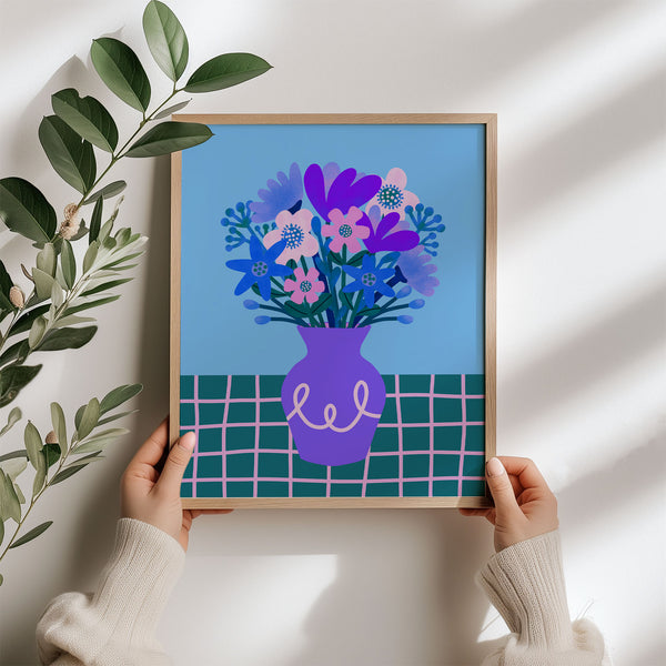 Art Print: Vase of Flowers Purple