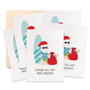 Set of 5 - Aussie Santa Greeting Cards by mumandmehandmadedesigns- An Australian Online Stationery and Card Shop