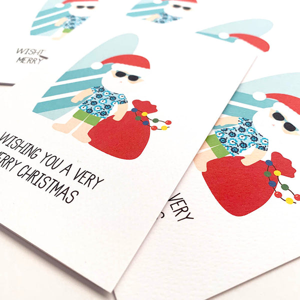 Set of 5 - Aussie Santa Greeting Cards by mumandmehandmadedesigns- An Australian Online Stationery and Card Shop