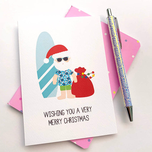 Set of 5 - Aussie Santa Greeting Cards by mumandmehandmadedesigns- An Australian Online Stationery and Card Shop