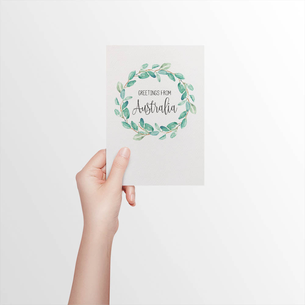 Eucalyptus Wreath Greeting Card by mumandmehandmadedesigns- An Australian Online Stationery and Card Shop
