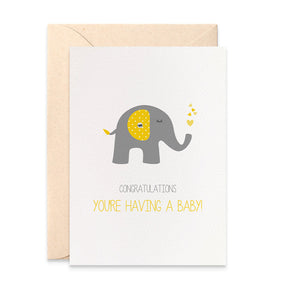 Pregnancy - Grey Elephant Greeting Card by mumandmehandmadedesigns- An Australian Online Stationery and Card Shop