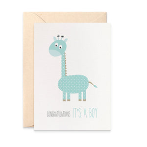 Blue Giraffe Greeting Card by mumandmehandmadedesigns- An Australian Online Stationery and Card Shop