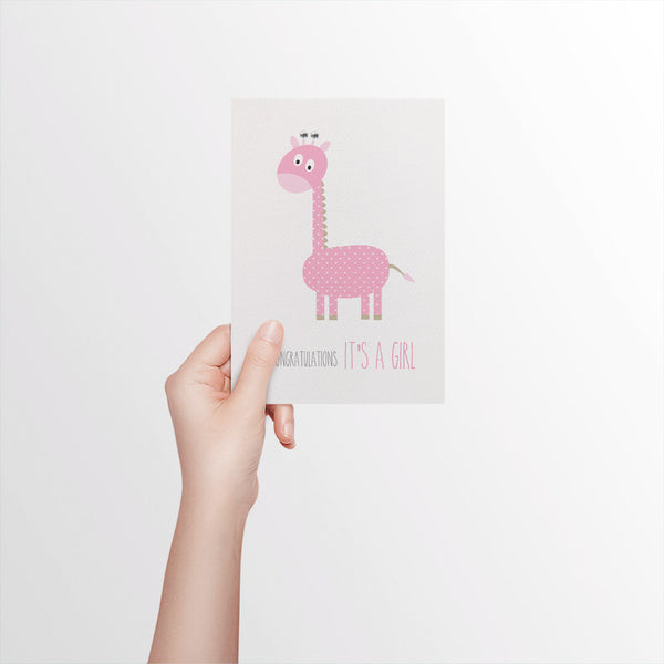 Pink Giraffe Greeting Card by mumandmehandmadedesigns- An Australian Online Stationery and Card Shop
