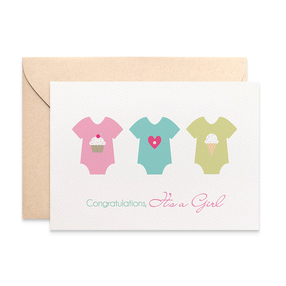 Baby Girl Rompers Greeting Card by mumandmehandmadedesigns- An Australian Online Stationery and Card Shop