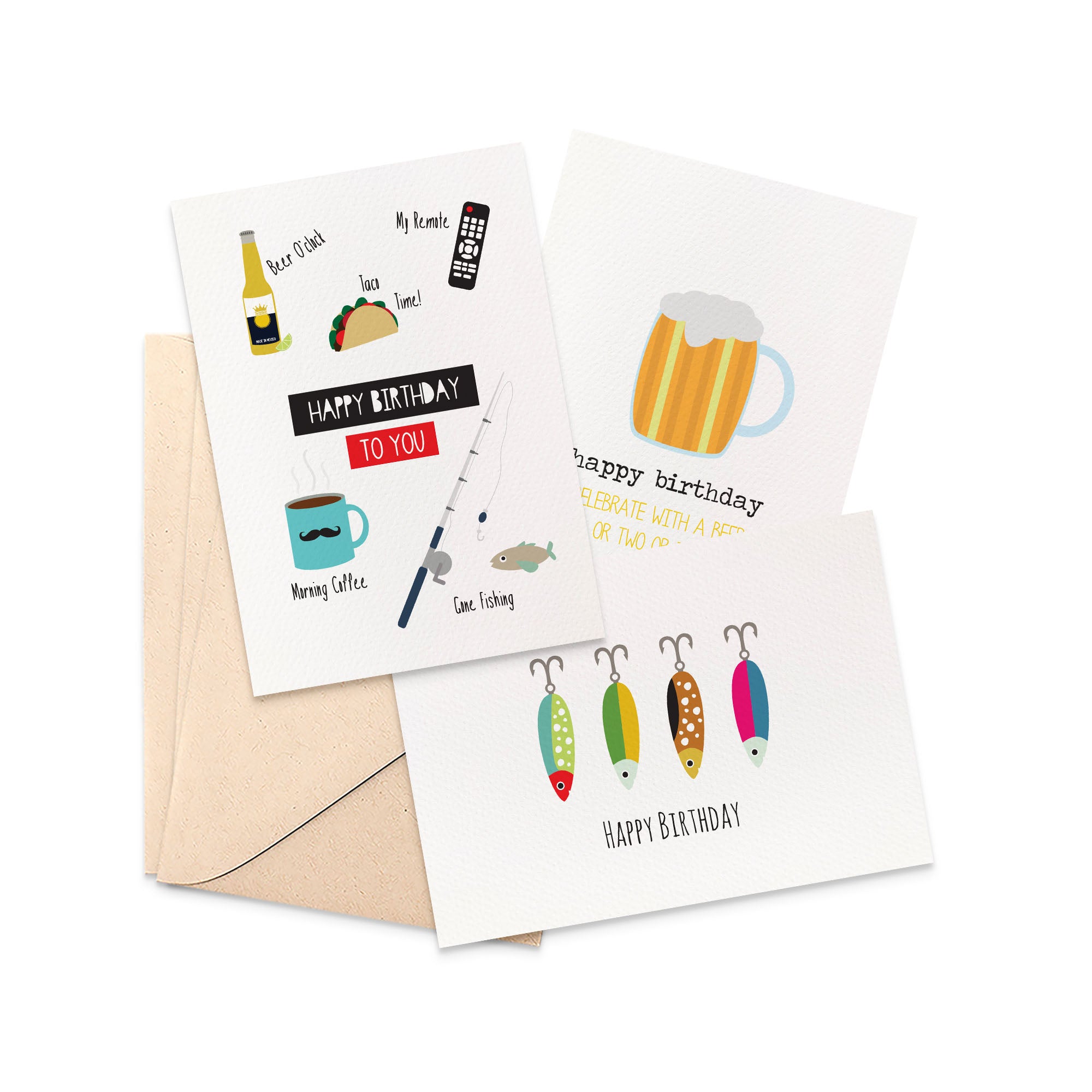 Set of 3: Male Greeting Cards by mumandmehandmadedesigns- An Australian Online Stationery and Card Shop