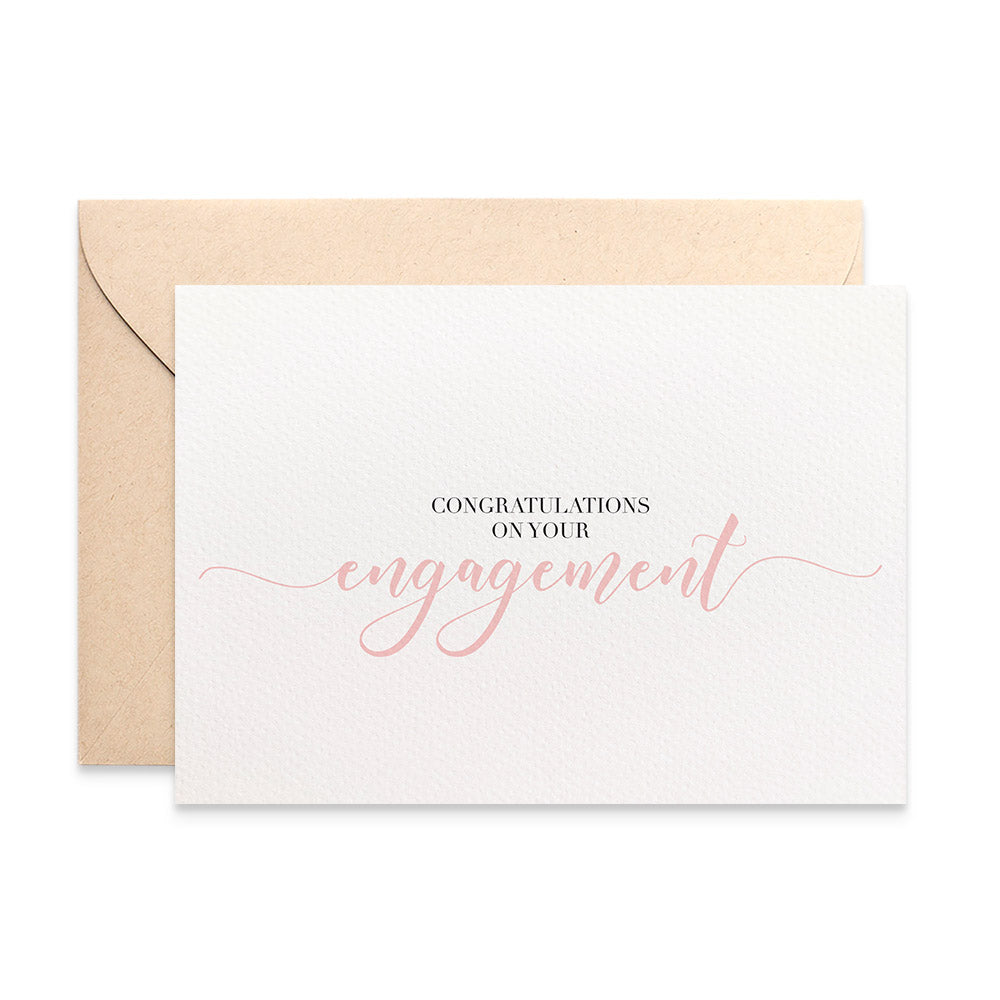 Engagement Blush Script Greeting Card by mumandmehandmadedesigns- An Australian Online Stationery and Card Shop