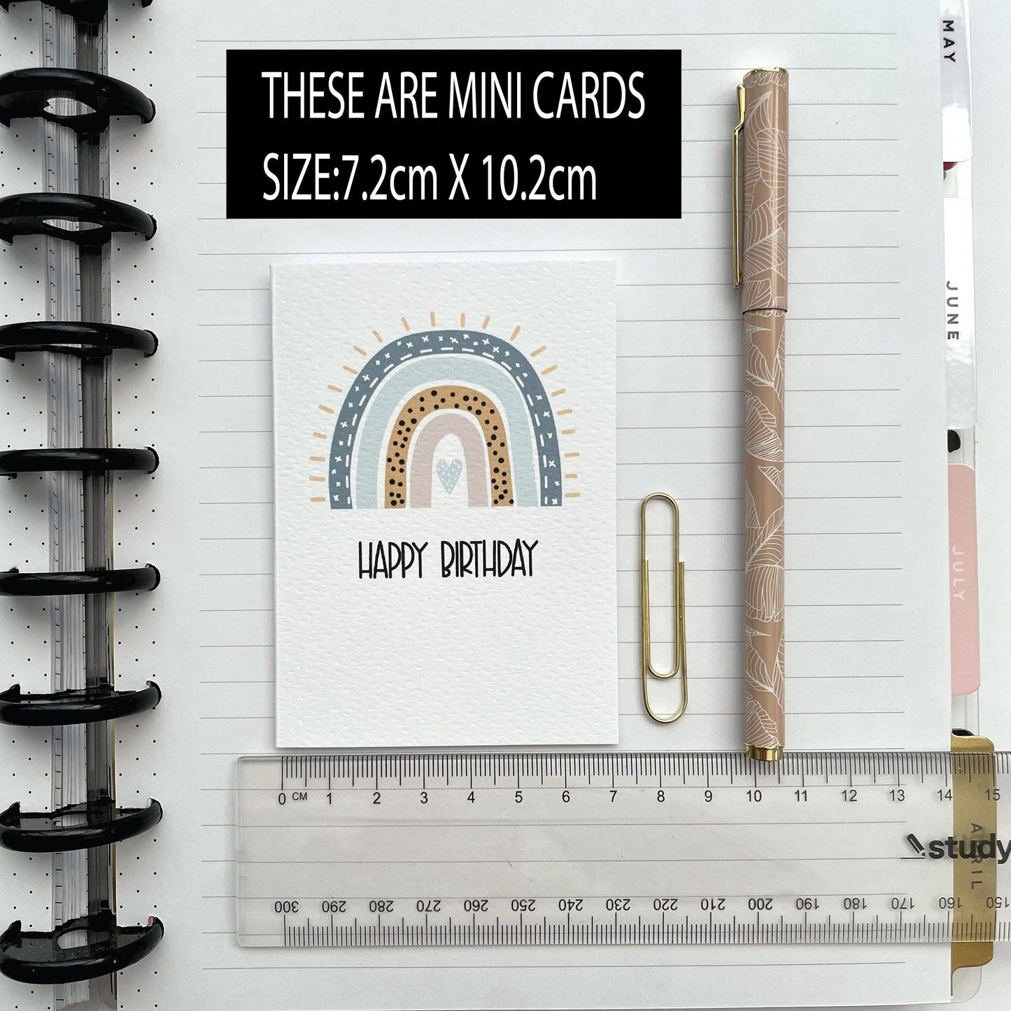 Set of 4: MINI Cards: Blue Rainbow