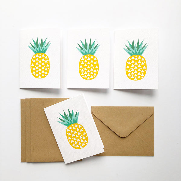 Set of 4 - Mini - Pineapples Mini Gift Cards by mumandmehandmadedesigns- An Australian Online Stationery and Card Shop